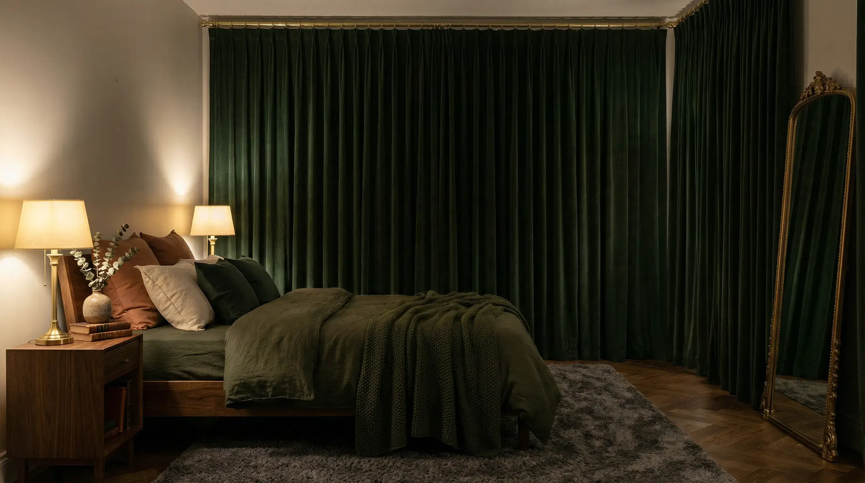 Темные шторы в интерьере