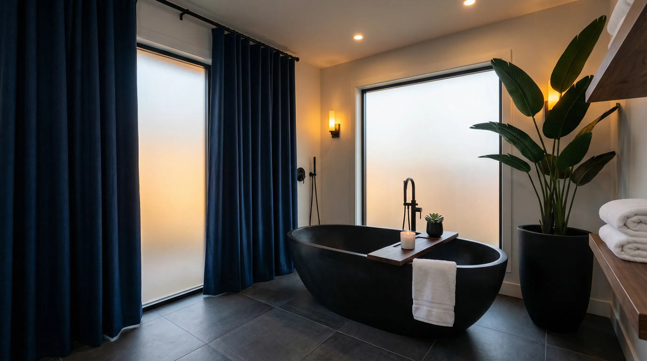 Темные шторы в интерьере