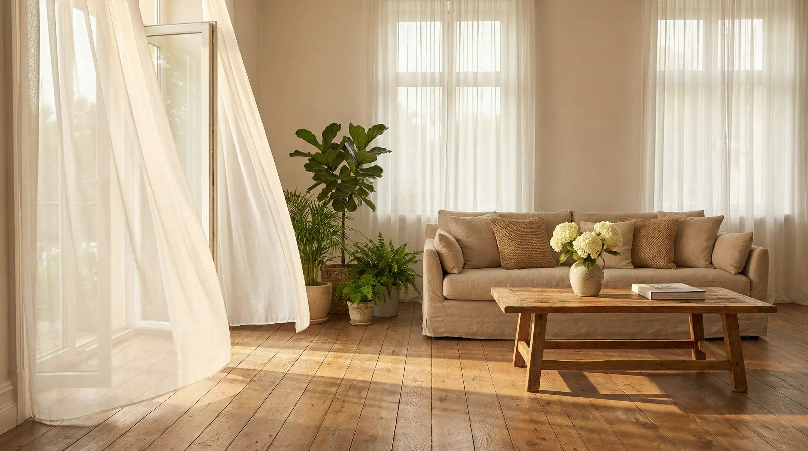 Прозрачные шторы в интерьере