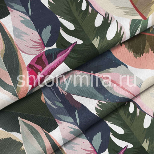 Ткань Pink leaves Marufabrics